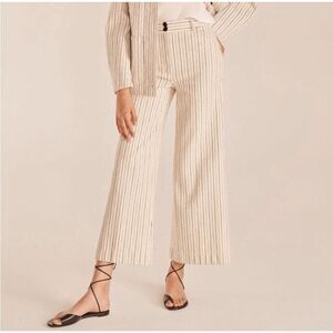 Rebecca Taylor Striped‎ Ivory Jean Wide Leg Crop Pants NWT Sz 14